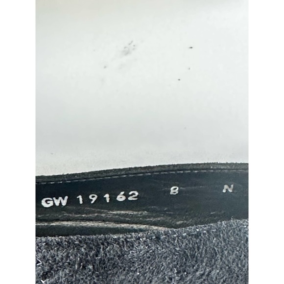 Stuart Weitzman Black Suede Block Heel Silver Decal Sz. 8N - Picture 7 of 7